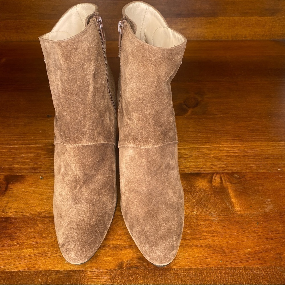 Sacha London Tan Beige Suede Ankle Booties w buckle Womens EU 41 US 10.5 - Picture 9 of 13